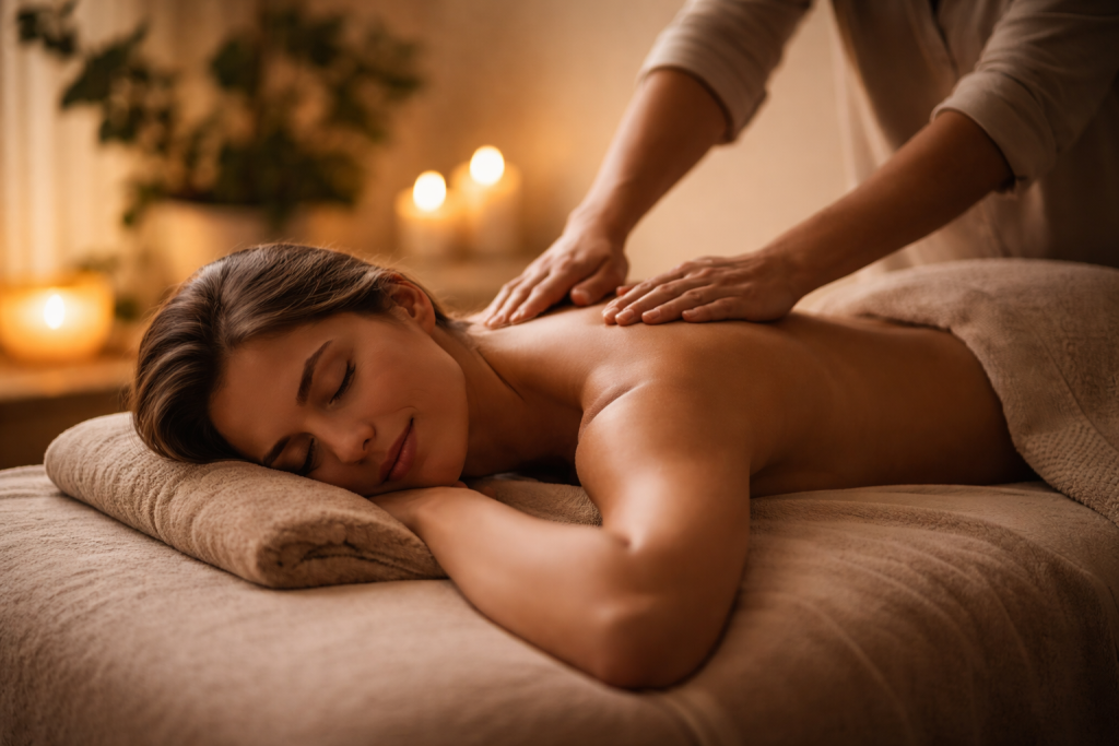person receiving a relaxing massage in Québec City at Aria Rituels du bien-être